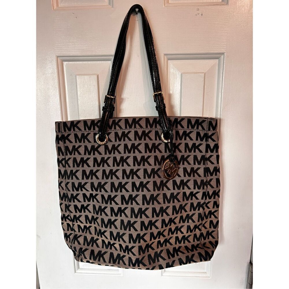 Michael Kors black and tan tote